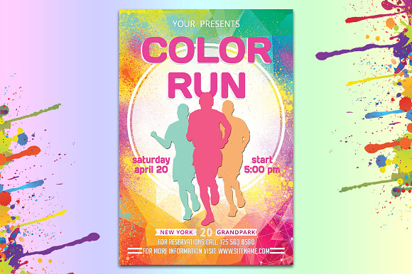 Color Run Flyer And Poster in Flyer Templates - product preview 1