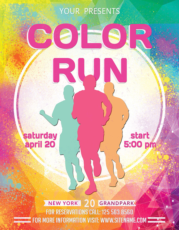Color Run Flyer And Poster in Flyer Templates - product preview 2