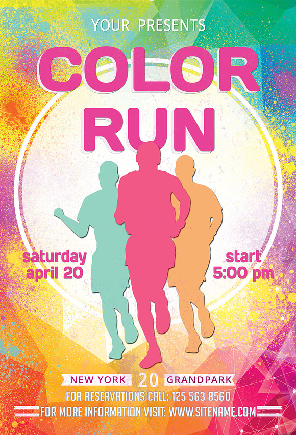 Color Run Flyer And Poster in Flyer Templates - product preview 3