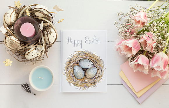 Card Mockup 5" by 7"- Easter tulips in Print Mockups - product preview 2