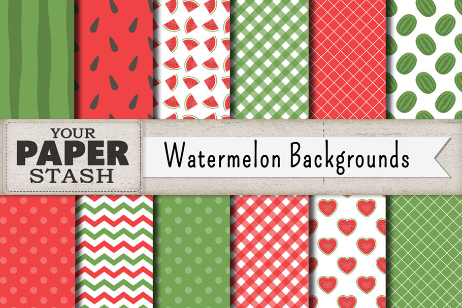 Watermelon Digital Paper Background