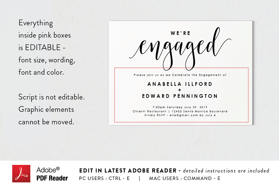 Engagement Invitation - Editable PDF in Wedding Templates - product preview 8