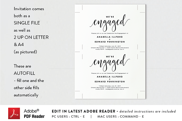 Engagement Invitation - Editable PDF in Wedding Templates - product preview 1