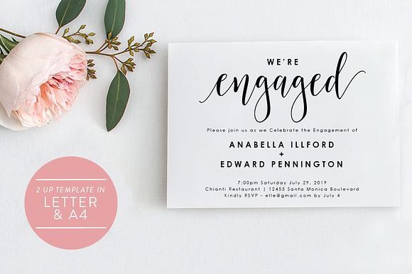 Engagement Invitation - Editable PDF in Wedding Templates - product preview 2