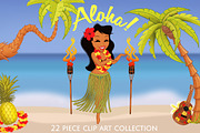 Aloha Hawaiian Luau Clip Art Set