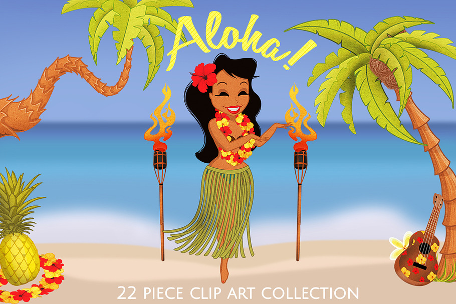 Aloha Hawaiian Luau Clip Art Set in Illustrations - product preview 8