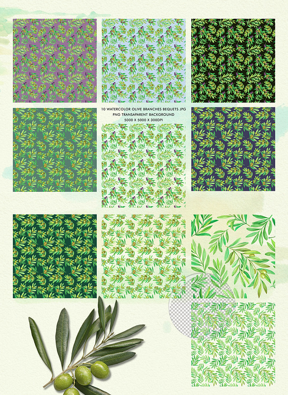 Olive Branch Watercolor Alphabets in Illustrations - product preview 6