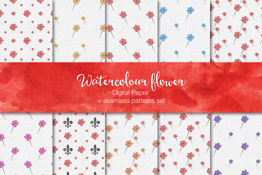10 Watercolour digital paper in Patterns - product preview 8
