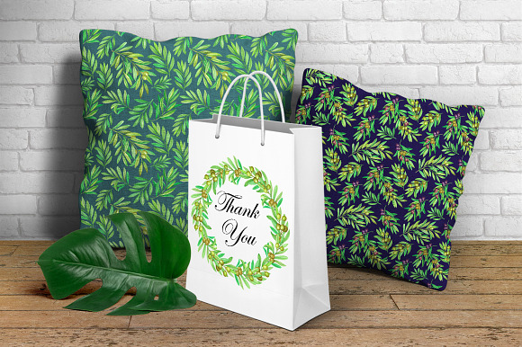 Olive Branch Watercolor Alphabets in Illustrations - product preview 9