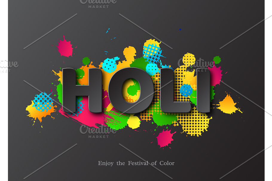 Holi holiday card. in Illustrations - product preview 8