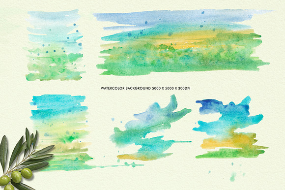 Olive Branch Watercolor Alphabets in Illustrations - product preview 10