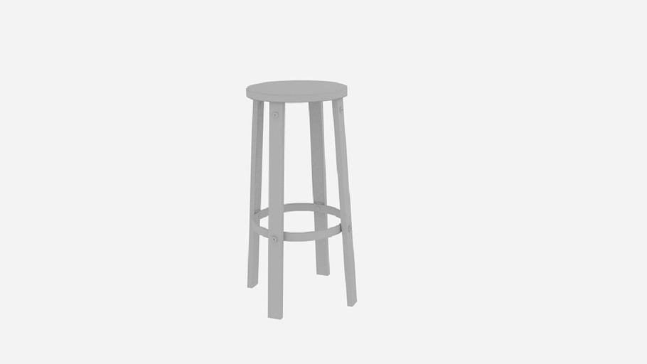  Wood Metal Stool 01 Germes  in Furniture - product preview 4
