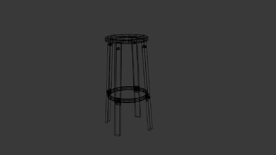  Wood Metal Stool 01 Germes  in Furniture - product preview 5