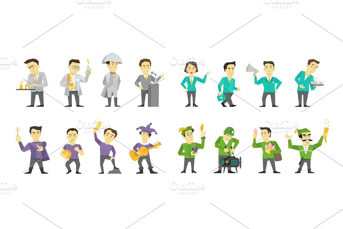 Set of different character design. Speaker politician and many others. Flat color vector illustration stock clipart isolated in Illustrations - product preview 8