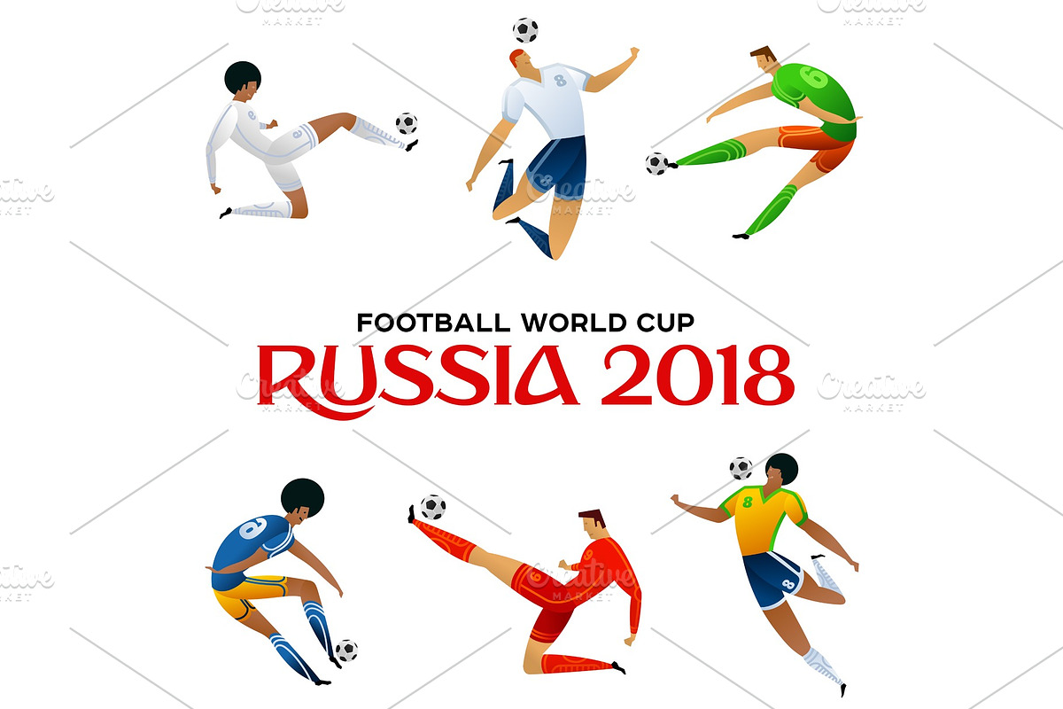 soccer player colored set in Illustrations - product preview 8