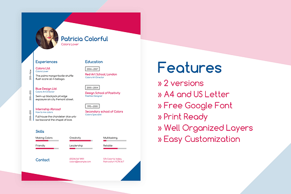 Colorful Resume/CV in Resume Templates - product preview 1