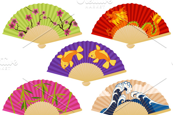Japanese Fans Vectors and Clipart