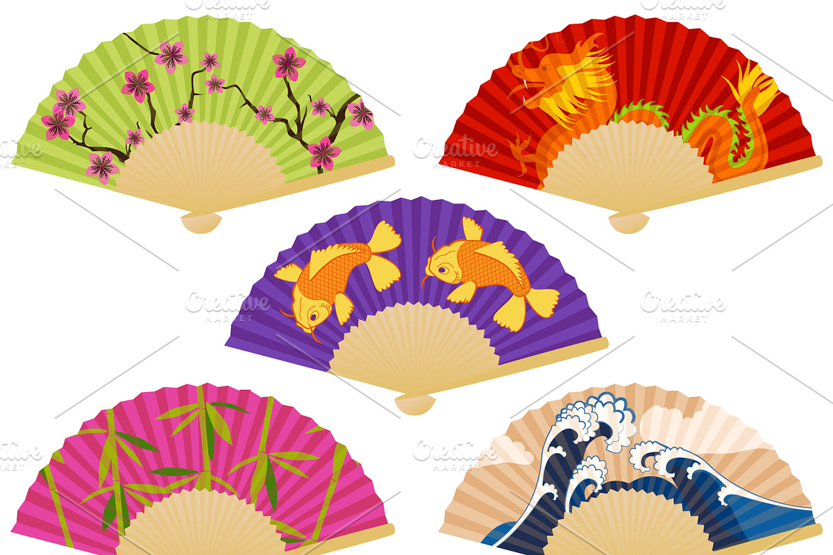 Japanese Fans Vectors and Clipart in Illustrations - product preview 8