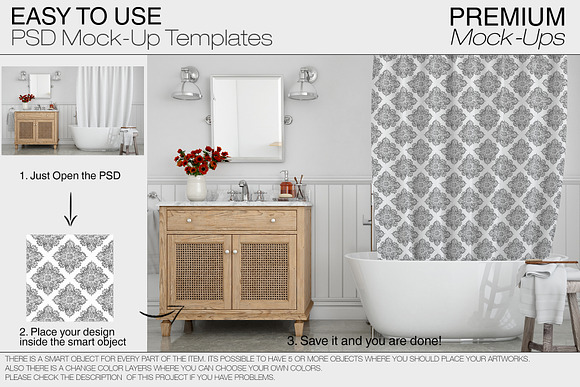Bath Curtain Mockup Pack in Product Mockups - product preview 6