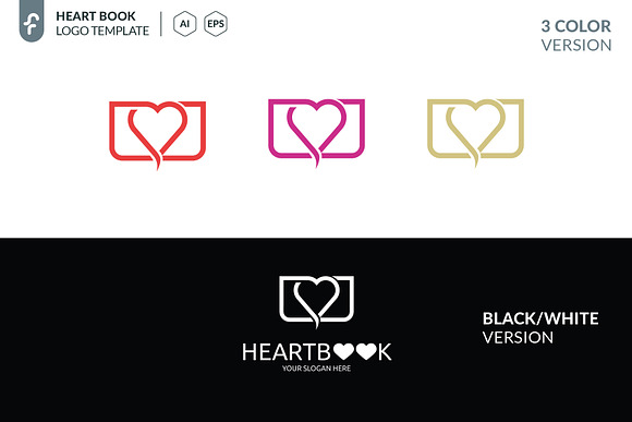 Heart Book Logo in Logo Templates - product preview 3