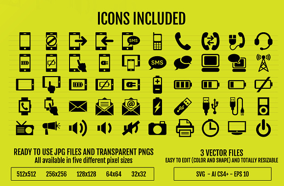Comunication + Devices: 50 Icons in Graphics - product preview 1