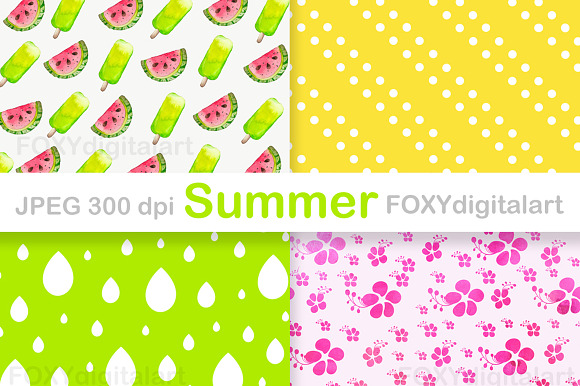 Tropical Summer Digital Paper  in Illustrations - product preview 1