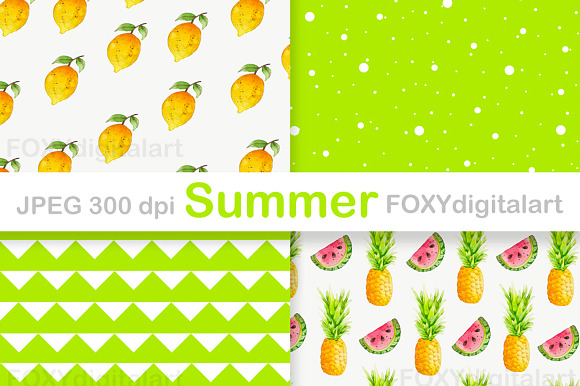 Tropical Summer Digital Paper  in Illustrations - product preview 2