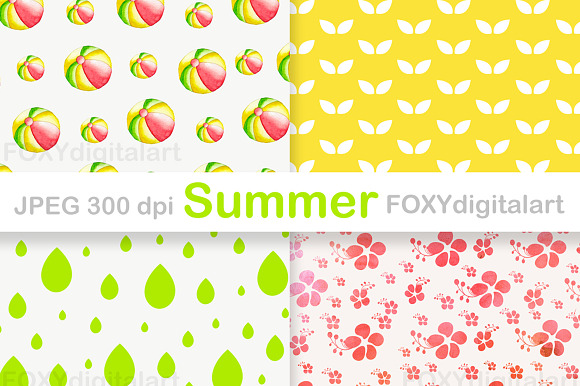 Tropical Summer Digital Paper  in Illustrations - product preview 3