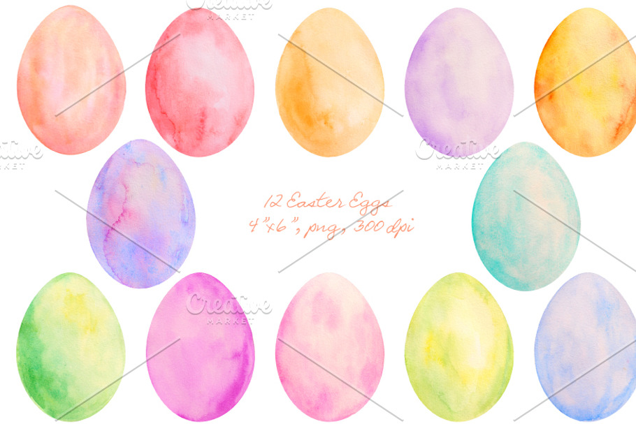 Watercolor Easter Eggs and Buntings