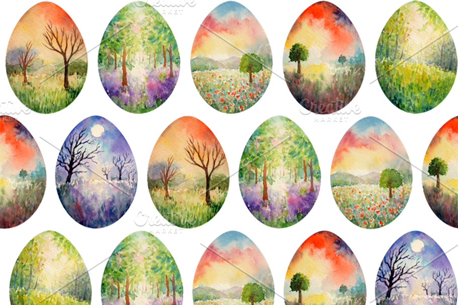 Landscape Easter Eggs Pattern