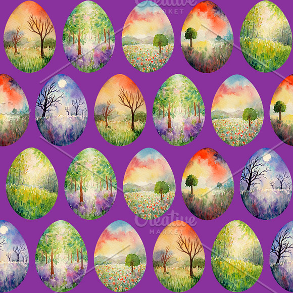Landscape Easter Eggs Pattern in Patterns - product preview 1