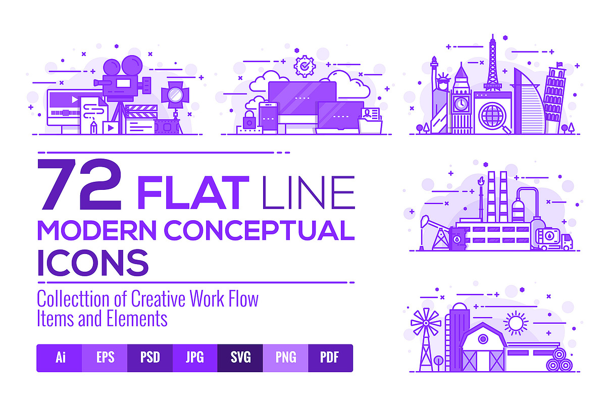 Flat Purple Color Conceptual icons in Flat Icons - product preview 8