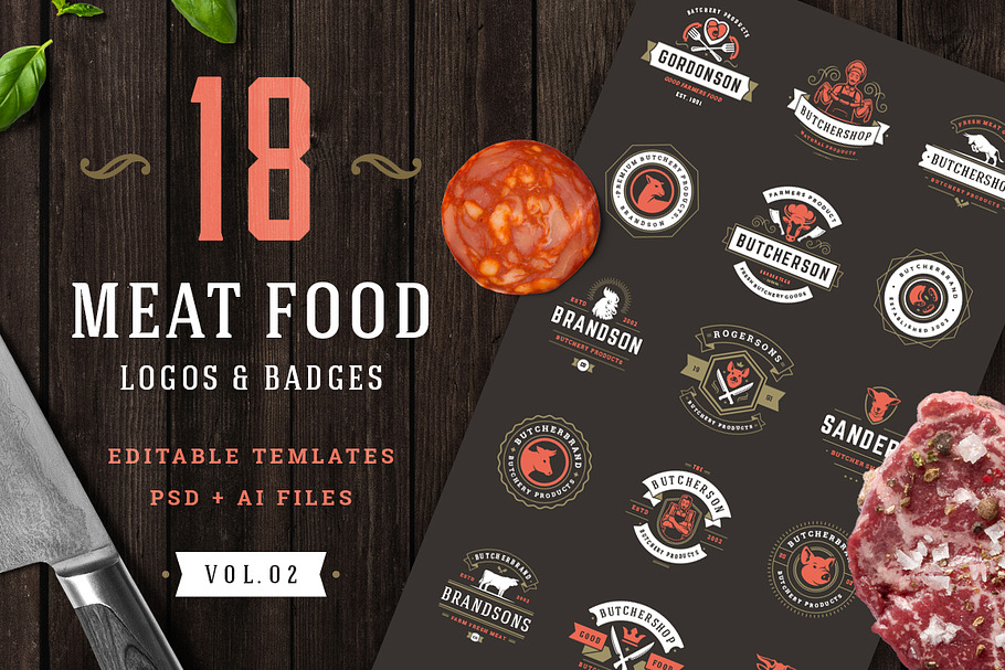 18 Meat Food Logos and Badges in Logo Templates - product preview 8