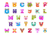 Cute Alphabets and Numbers Monsters