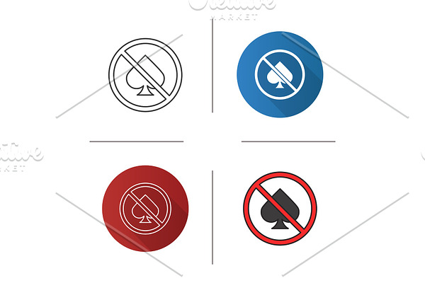Forbidden sign with spade card suit icon