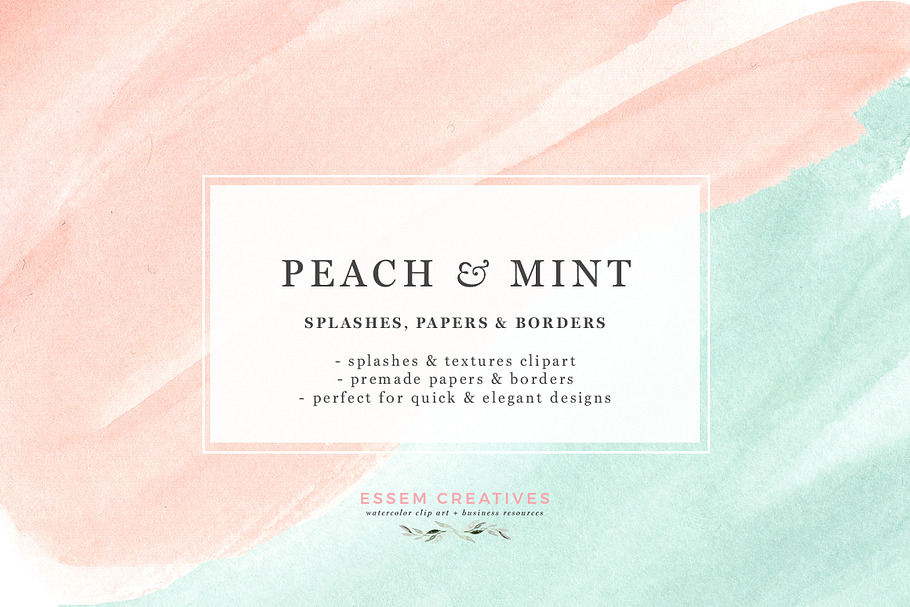 Peach Mint Watercolor Splash Swash