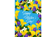 Mother Day holiday flowers vector greeting card