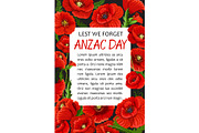Anzac Day poppy vector Lest We Forget poster