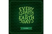 Happy Earth Day vector green leaf greeting card