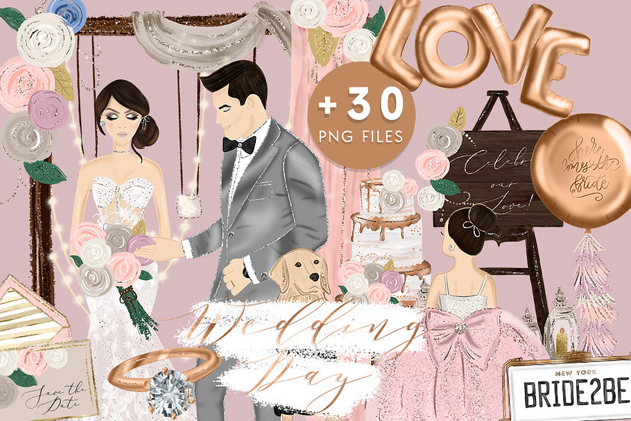 Wedding Day Illustration Clipart in Illustrations - product preview 8