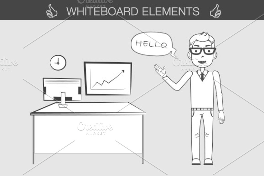 Whiteboard elements kit in Objects - product preview 8