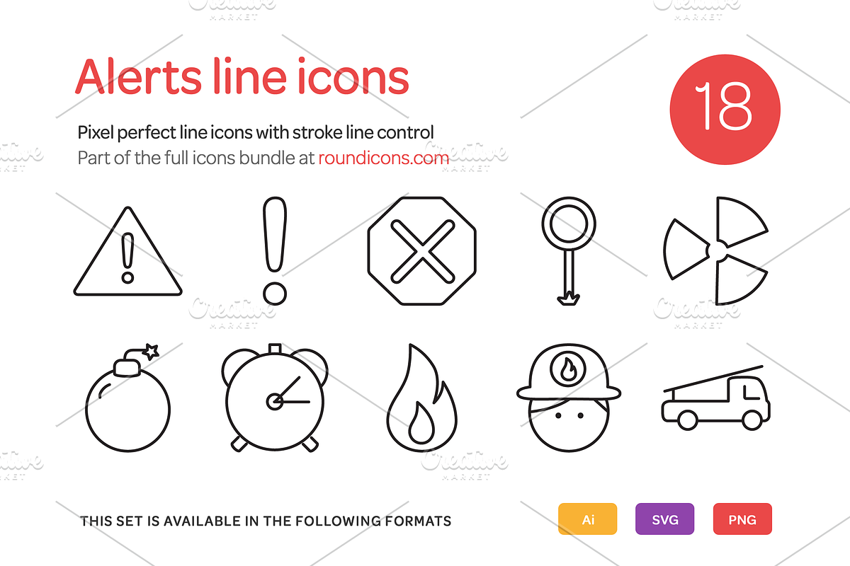 Alert Line Icons Set in Graphics - product preview 8