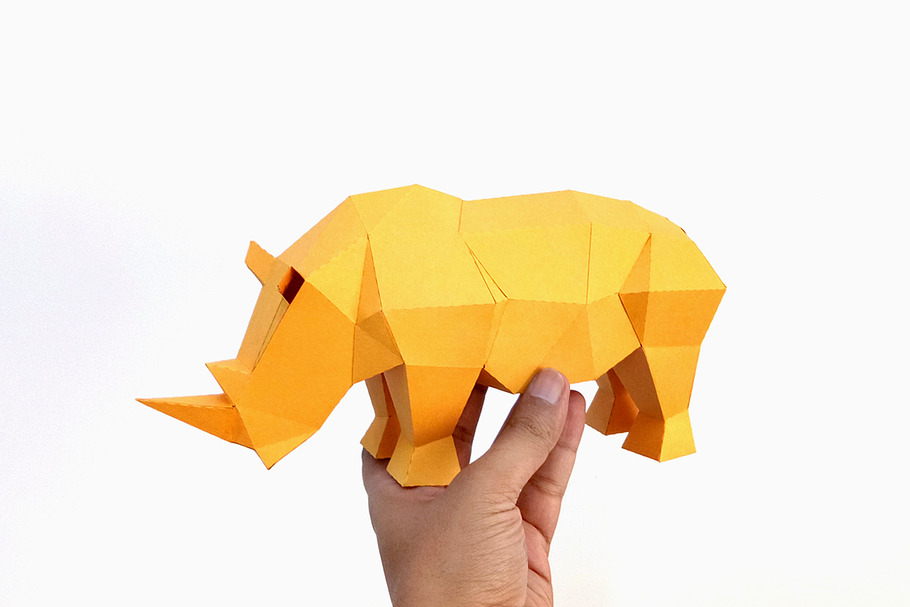 DIY Rhino Sculpture - 3d papercraft in Templates - product preview 8