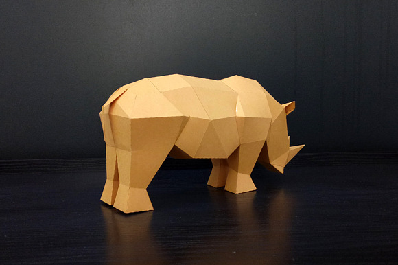 DIY Rhino Sculpture - 3d papercraft in Templates - product preview 1