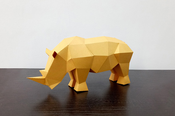 DIY Rhino Sculpture - 3d papercraft in Templates - product preview 3