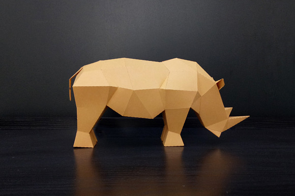 DIY Rhino Sculpture - 3d papercraft in Templates - product preview 4