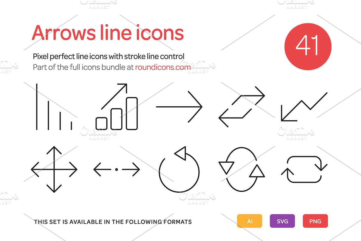 Arrows Line Icons Set in Graphics - product preview 8