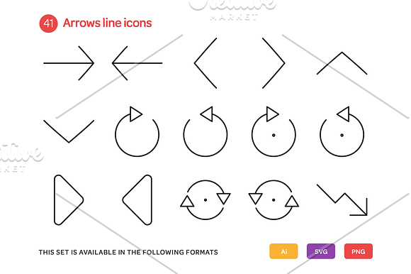 Arrows Line Icons Set in Graphics - product preview 1