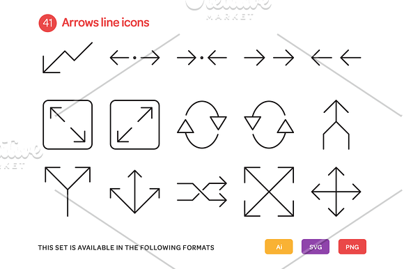 Arrows Line Icons Set in Graphics - product preview 2