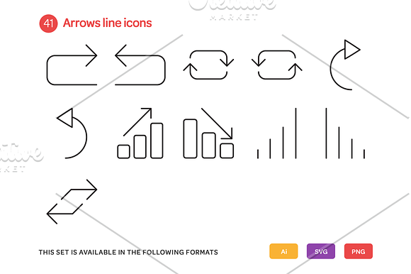 Arrows Line Icons Set in Graphics - product preview 3